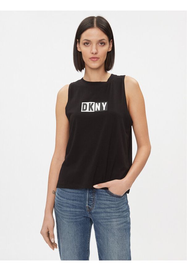 DKNY Sport Top DP2T5892 Czarny Classic Fit. Kolor: czarny. Materiał: bawełna. Styl: sportowy