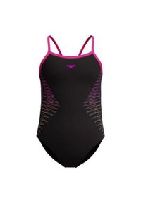 Strój kąpielowy jednoczęściowy na basen dziewczęcy Speedo MuscleBack. Kolor: czarny, różowy, wielokolorowy