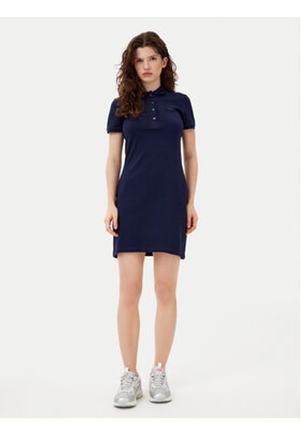 Lacoste Sukienka codzienna EF5473 Granatowy Slim Fit. Okazja: na co dzień. Kolor: niebieski. Materiał: bawełna. Typ sukienki: proste. Styl: casual