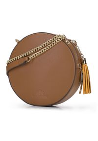 Wittchen - Torebka crossbody ze skóry okrągła – limitowana edycja brązowa. Kolor: brązowy. Wzór: haft. Sezon: lato. Dodatki: z haftem. Materiał: skórzane. Styl: casual, klasyczny, elegancki. Rodzaj torebki: na ramię