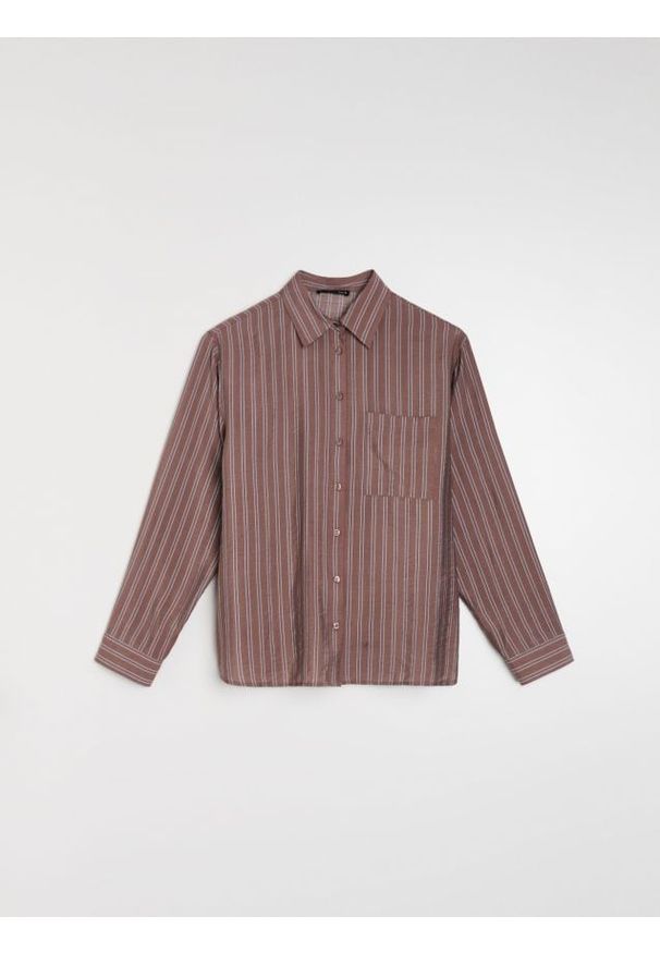 Sinsay - Koszula oversize w pionowe paski, z wiskozą - wielobarwny. Materiał: wiskoza. Wzór: paski