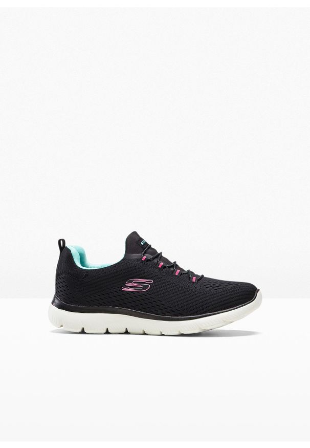 bonprix - Sneakersy Skechers z pianką memory. Kolor: czarny. Materiał: materiał
