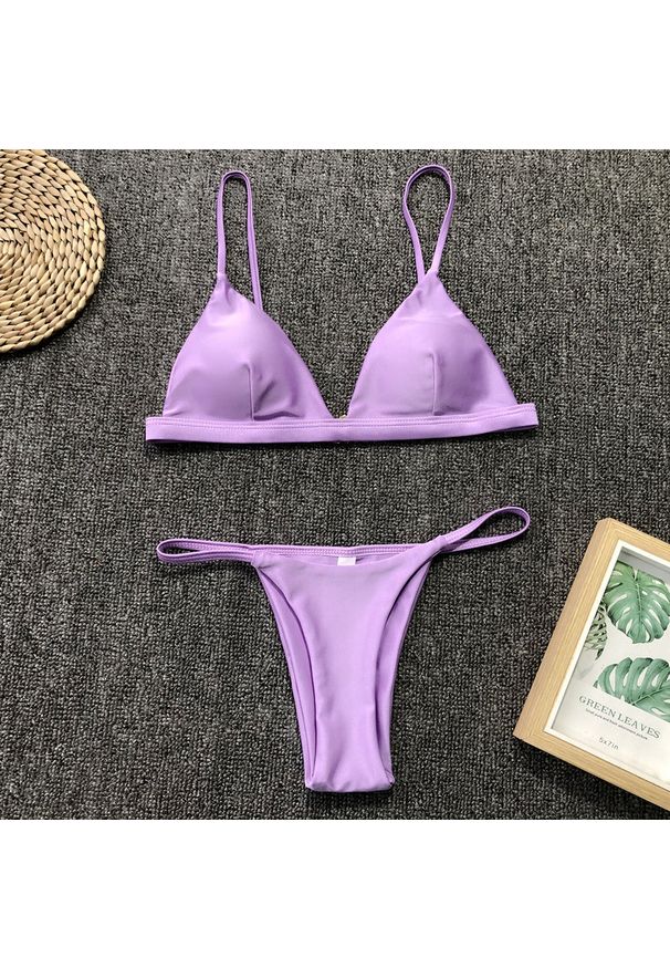 Intica - Bikini minimalistyczne plażowe z wysokiej jakości materiałów Jolene. Kolor: fioletowy. Materiał: materiał