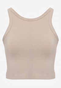 Renee - Beżowy Top na Ramiączkach Basic Prążkowany Zitira. Okazja: na co dzień. Kolor: beżowy. Materiał: prążkowany. Długość rękawa: na ramiączkach. Styl: casual #6