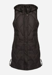 Born2be - Czarna Pikowana Kamizelka z Odpinanym Kapturem i Ściągaczami Lorianvia. Okazja: na spacer, na co dzień. Kolor: czarny. Materiał: jeans. Styl: casual, elegancki, sportowy #7