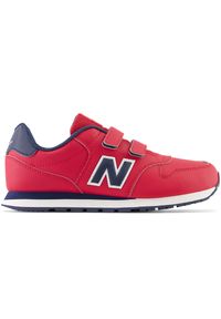 Buty dziecięce New Balance GV500TN1 – czerwone. Okazja: na uczelnię. Zapięcie: rzepy. Kolor: czerwony. Materiał: skóra, syntetyk, materiał. Szerokość cholewki: normalna. Sport: turystyka piesza #1