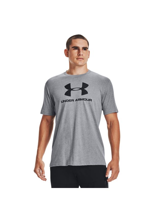 Under Armour Sportstyle Logo Tee, męski t-shirt. Kolor: szary. Materiał: poliester, bawełna