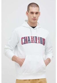 Champion bluza męska kolor biały z kapturem wzorzysta. Typ kołnierza: kaptur. Kolor: biały. Materiał: dzianina. Wzór: haft
