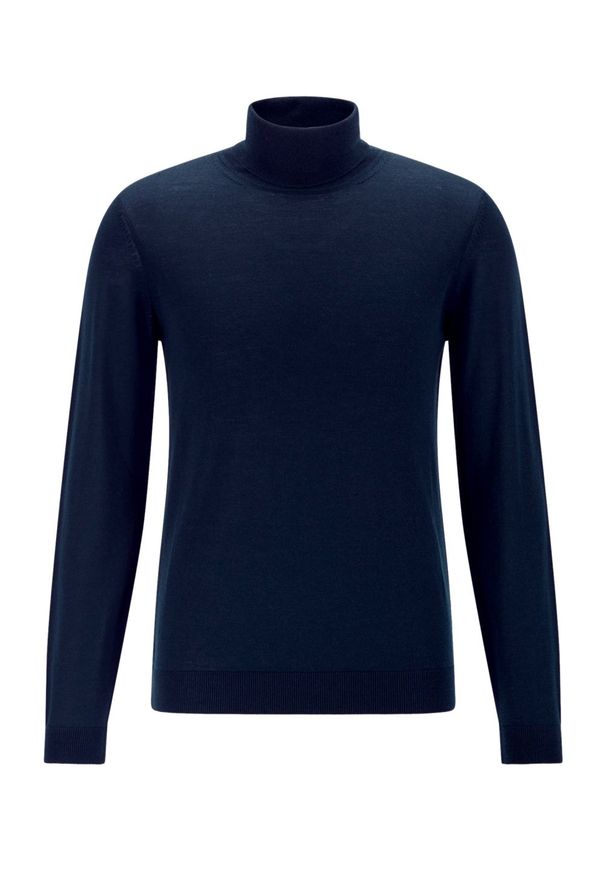 Lanieri Fashion - Granatowy golf męski SW9. Typ kołnierza: golf. Kolor: niebieski. Materiał: akryl, wełna, materiał