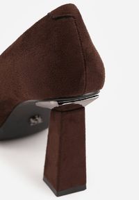 Renee - Brązowe Czółenka na Słupku Vices z Wkładką ze Skóry Naturalnej Rocce. Kolor: brązowy. Materiał: skóra. Obcas: na słupku. Styl: elegancki #6