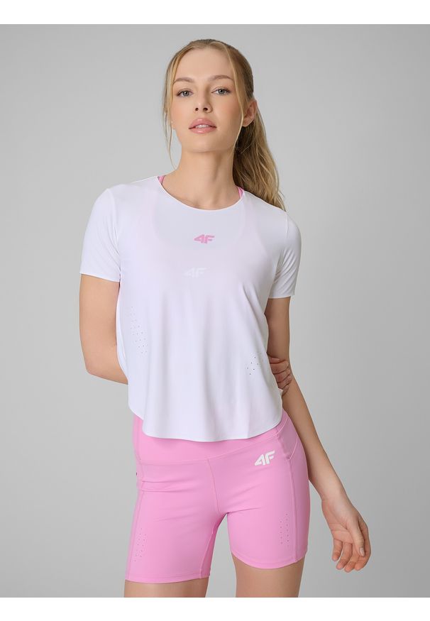 4f - 4F Koszulka treningowa regular szybkoschnąca damska - biała XL. Kolor: biały. Materiał: skóra, włókno. Sport: fitness