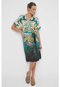 medicine - Medicine sukienka kolor multicolor midi prosta. Materiał: tkanina. Długość rękawa: krótki rękaw. Typ sukienki: proste. Długość: midi #7