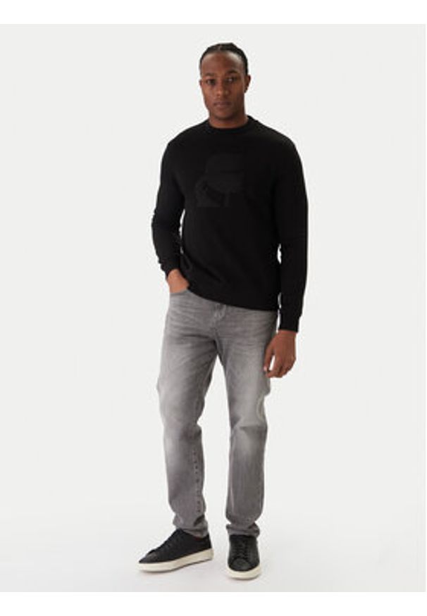 Karl Lagerfeld - KARL LAGERFELD Bluza 705027 561910 Czarny Regular Fit. Typ kołnierza: dekolt w karo. Kolor: czarny. Materiał: bawełna
