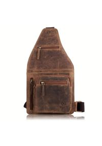 Plecak skórzany vintage PAOLO PERUZZI T-62-HBR brązowy. Kolor: brązowy. Materiał: skóra. Styl: vintage