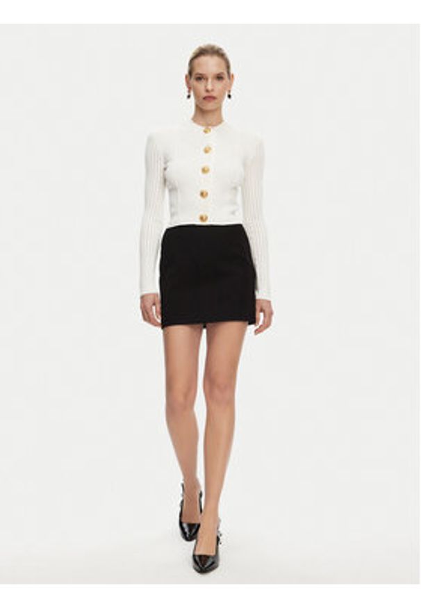 Balmain Spódnica mini DF1LA465VB00 Czarny Slim Fit. Kolor: czarny. Materiał: syntetyk