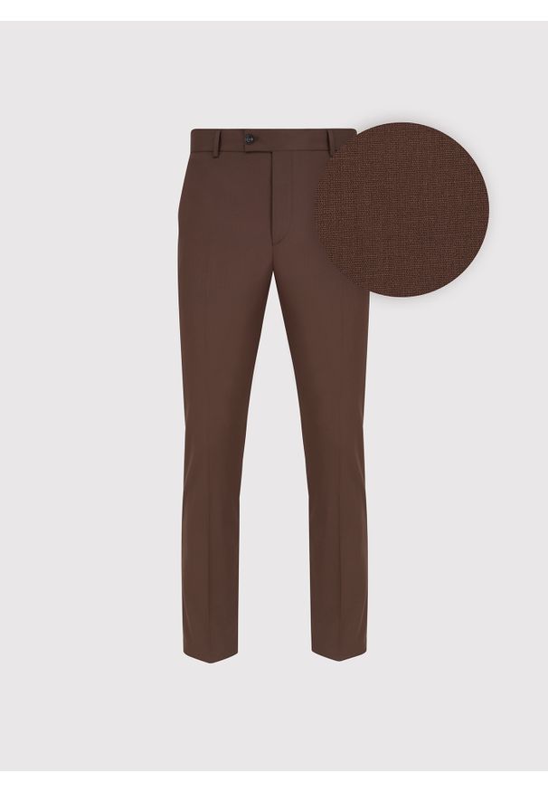 Pako Lorente - PAKO LORENTE – Spodnie garniturowe w kolorze brązowym. Kolor: brązowy. Materiał: wiskoza, poliester, elastan. Wzór: gładki. Styl: elegancki