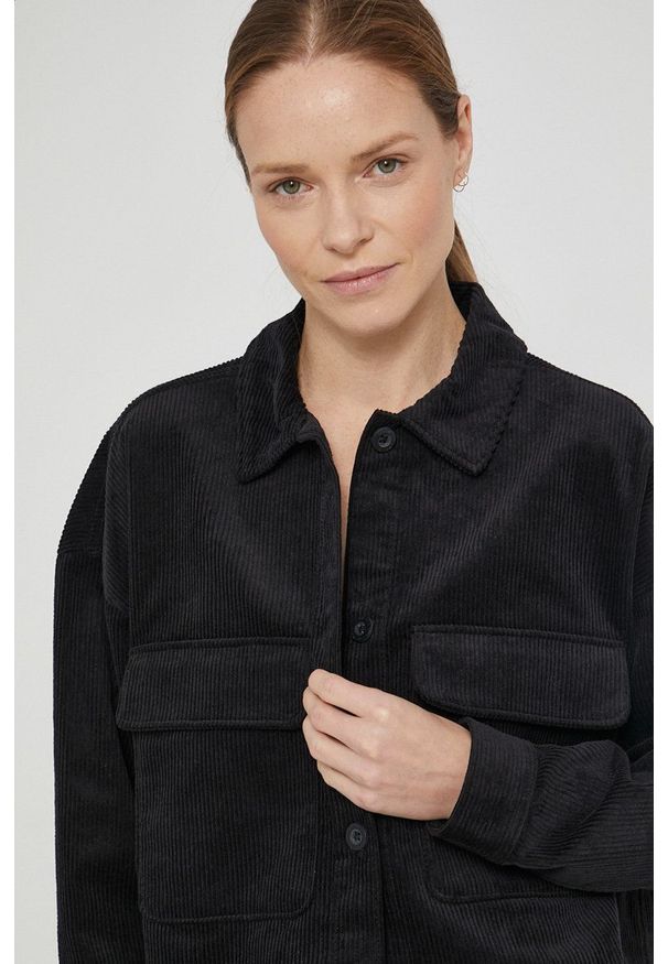 Dr. Denim - Koszula sztruksowa. Kolor: czarny. Materiał: denim, sztruks