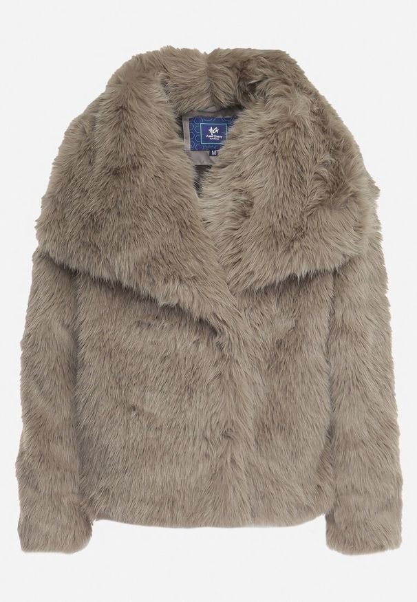 Born2be - Ciemnoszara Kurtka Futro z Wsuwanymi Kieszeniami Liriena. Okazja: na co dzień, na spacer. Kolor: szary. Materiał: futro. Styl: casual, elegancki, klasyczny