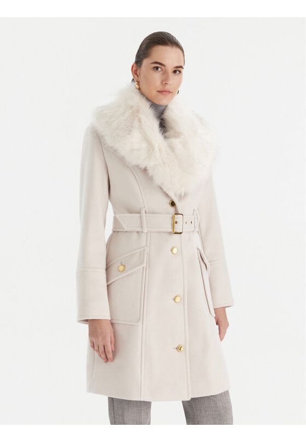Marciano Guess Płaszcz wełniany 5BGL26 1799Z Écru Regular Fit. Materiał: syntetyk