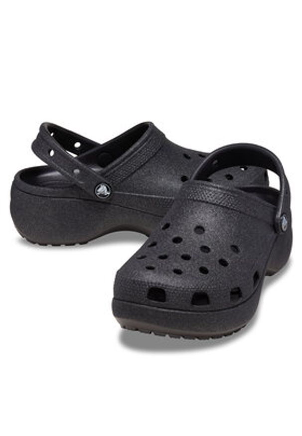 Crocs Klapki Classic Platform Glitter Clog W 207241 Czarny. Kolor: czarny. Obcas: na platformie