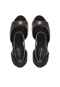 TOMMY HILFIGER - Tommy Hilfiger Espadryle Plate High Wedge Espad FW0FW09517 Czarny. Kolor: czarny. Materiał: skóra #4