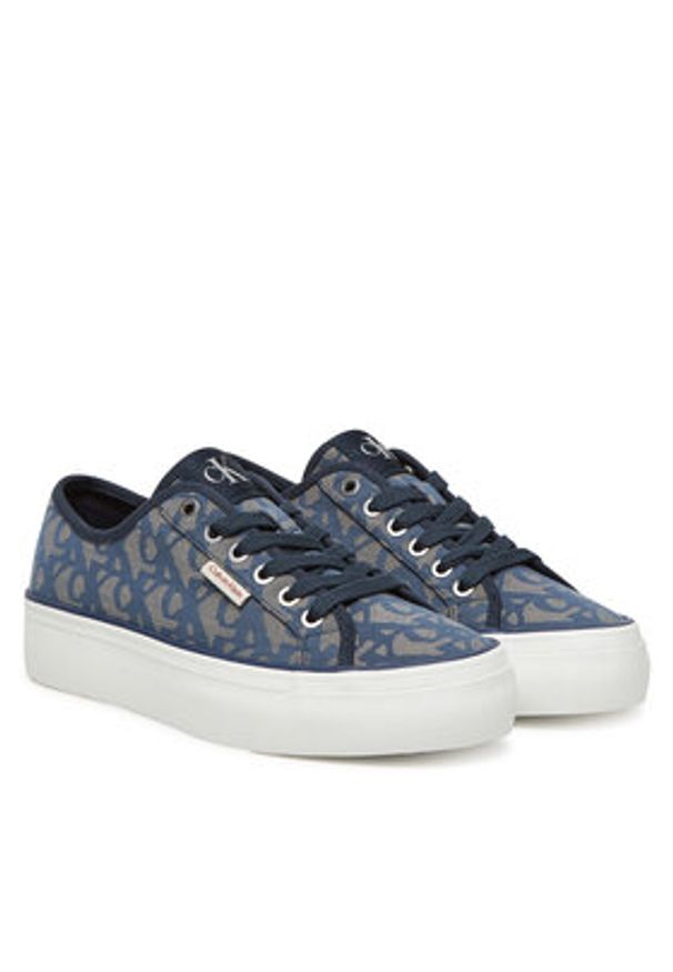 Calvin Klein Jeans Sneakersy Vulc Flatf Jacquard YW0YW01965 Granatowy. Kolor: niebieski. Materiał: materiał