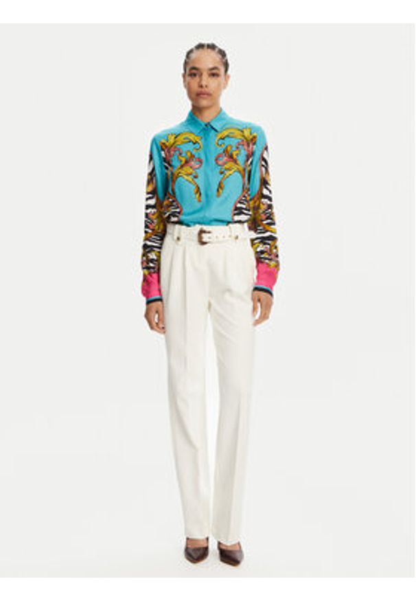 Versace Jeans Couture Spodnie materiałowe 78HAA111 Biały Straight Fit. Kolor: biały. Materiał: syntetyk