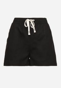 Born2be - Czarne Bawełniane Szorty z Wysokim Stanem Tanalianea. Okazja: na co dzień. Stan: podwyższony. Kolor: czarny. Materiał: bawełna. Styl: casual, elegancki #5
