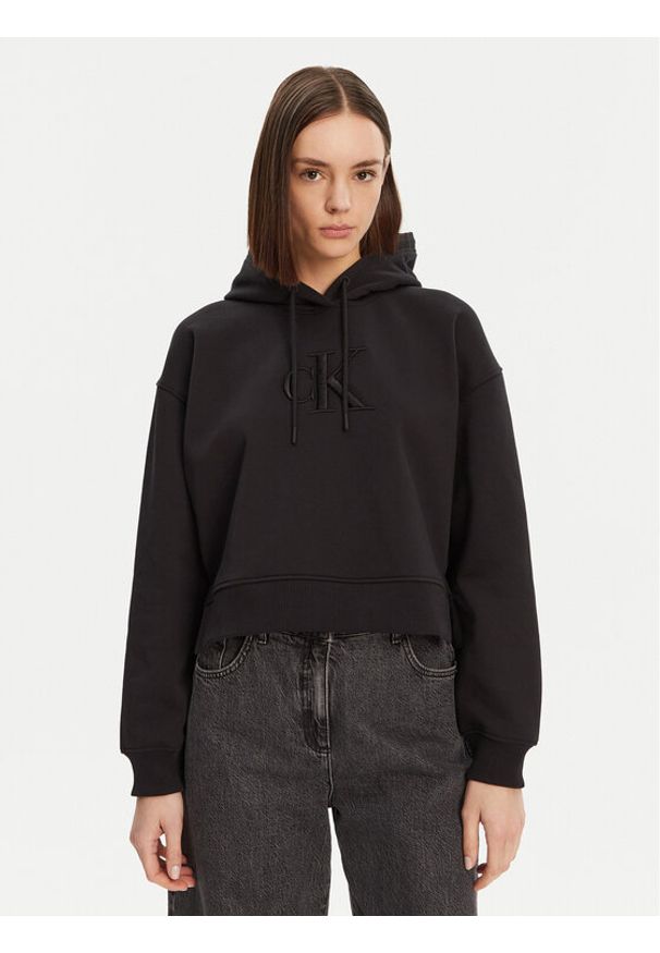 Calvin Klein Jeans Bluza J20J224718 Czarny Relaxed Fit. Kolor: czarny. Materiał: bawełna