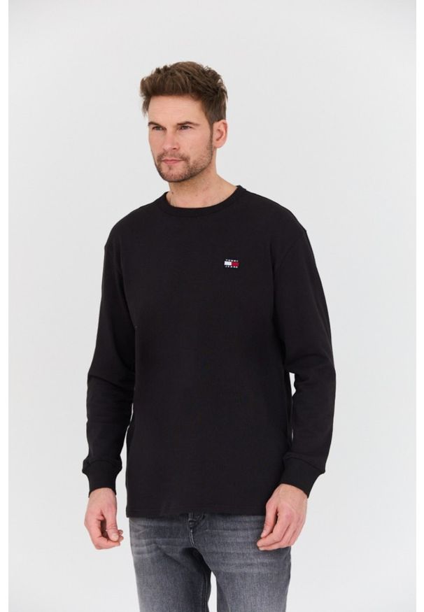 Tommy Jeans - TOMMY JEANS Czarny męski longsleeve, Rozmiar XXL. Kolor: czarny. Długość rękawa: długi rękaw