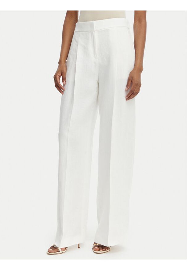 BOSS Spodnie materiałowe Tiana 50557443 Biały Relaxed Fit. Kolor: biały. Materiał: wiskoza, len