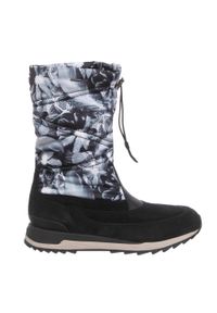 Geox - GEOX Snow damskie śniegowce ZLN 0790 – skóra, czarne w kwiaty. Kolor: czarny, wielokolorowy, biały. Materiał: skóra. Wzór: kwiaty. Sezon: zima #1