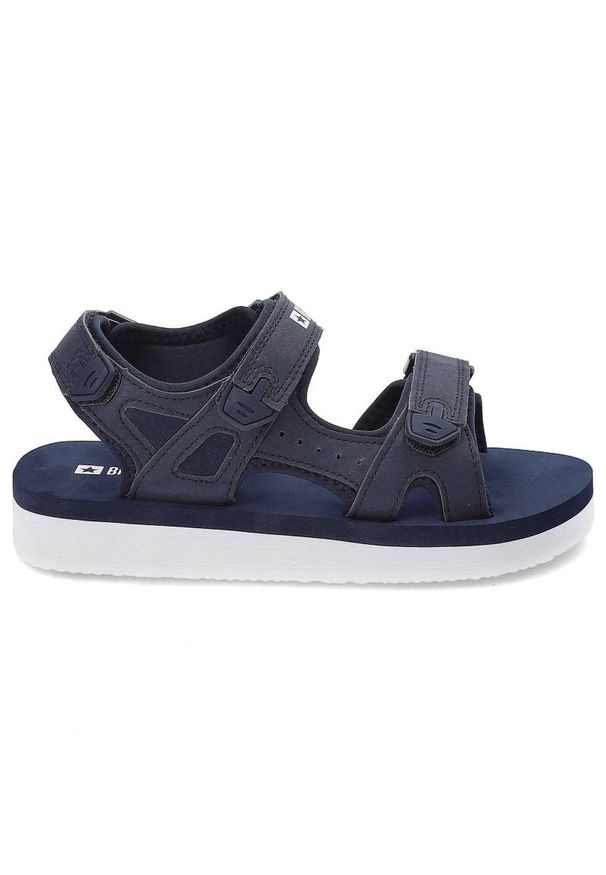 Big-Star - Granatowe Sandały Big Star Lekkie Buty Na Lato. Okazja: na co dzień, na spacer. Zapięcie: rzepy. Kolor: niebieski. Wzór: paski. Sezon: lato. Styl: casual, wakacyjny, sportowy