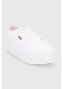 Levi's® - Levi's Buty kolor biały na platformie. Okazja: na spotkanie biznesowe. Nosek buta: okrągły. Zapięcie: sznurówki. Kolor: biały. Materiał: guma. Obcas: na platformie #3