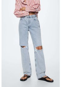 mango - Mango jeansy Zoe damskie high waist. Stan: podwyższony. Kolor: niebieski