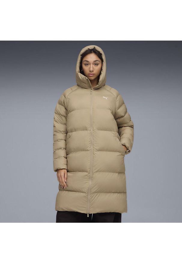 Puma - Damska parka z kapturem Mono PUMA Ice Coffee Beige. Typ kołnierza: kaptur. Kolor: beżowy. Sport: bieganie