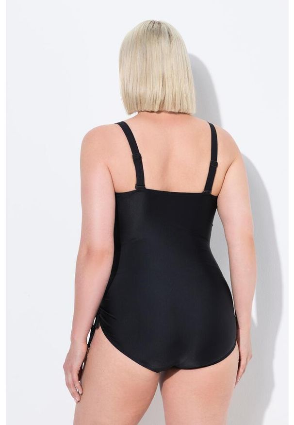 ULLA POPKEN - Damski Strój kąpielowy uniwersalny miękkie miseczki odpinane ramiączka. Kolekcja: plus size. Kolor: czarny. Materiał: elastan, poliamid, materiał
