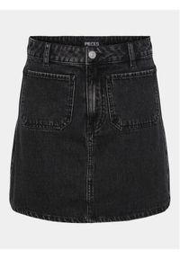 Pieces Spódnica jeansowa Sky 17147301 Czarny Regular Fit. Kolor: czarny. Materiał: bawełna