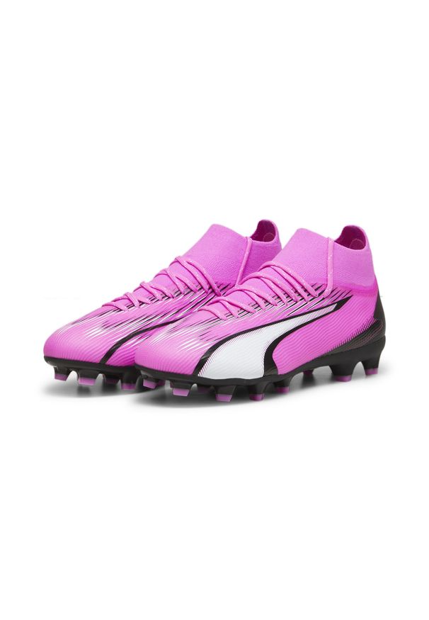 Buty piłkarskie dla dzieci Puma Ultra Pro Fg ag. Kolor: czarny, biały, różowy, wielokolorowy. Materiał: syntetyk, materiał. Szerokość cholewki: normalna. Sport: piłka nożna