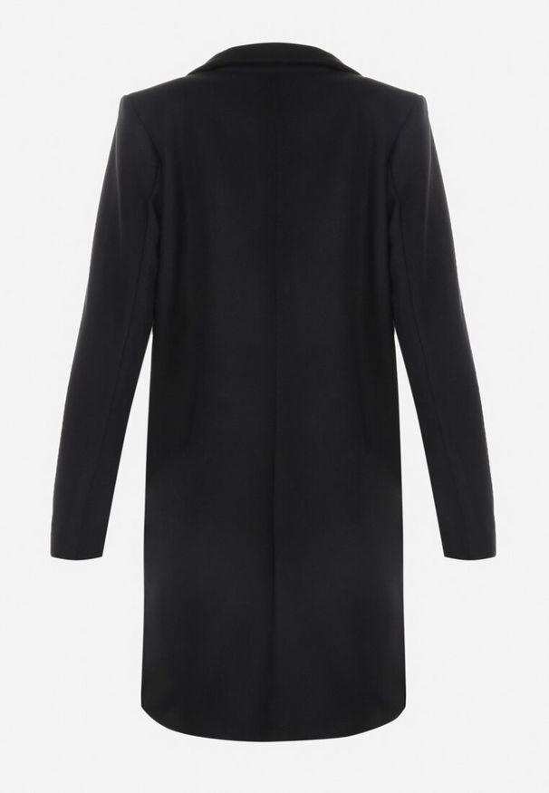 Born2be - Czarny Płaszcz Jednorzędowy Sono. Okazja: na co dzień. Typ kołnierza: golf. Kolor: czarny. Materiał: dzianina, jeans. Długość: do kolan. Styl: casual