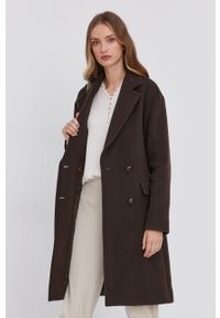 Pinko Płaszcz damski kolor brązowy przejściowy dwurzędowy. Okazja: na co dzień. Kolor: brązowy. Materiał: tkanina. Wzór: gładki. Styl: casual #5