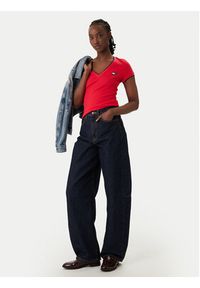 Tommy Jeans T-Shirt DW0DW22275 Czerwony Slim Fit. Kolor: czerwony. Materiał: bawełna #5