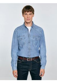 Big-Star - Koszula męska z imitacji jeansu niebieska Retinez 401. Kolor: niebieski. Materiał: jeans. Wzór: melanż