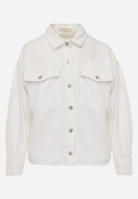 Renee - Biała Jeansowa Kurtka Koszulowa z Bawełny z Kieszeniami Desreta. Kolor: biały. Materiał: jeans, bawełna #7