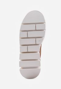 Born2be - Ciemnobeżowe Sneakersy VICES na Grubej Tłoczonej Podeszwie Cheka. Okazja: na co dzień. Zapięcie: sznurówki. Kolor: beżowy. Materiał: jeans #5