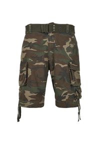 BUILD YOUR BRAND - Szorty Cargo Męskie Camo Savage. Kolor: zielony
