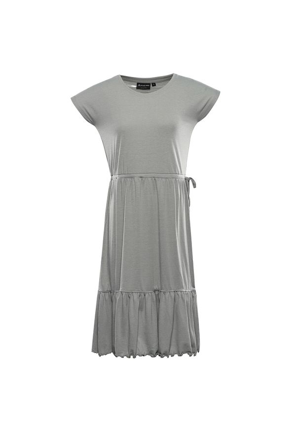 Sukienka damska ALPINE PRO Derefa szara XS. Kolor: szary. Wzór: nadruk. Sezon: lato. Typ sukienki: sportowe. Styl: sportowy. Długość: midi