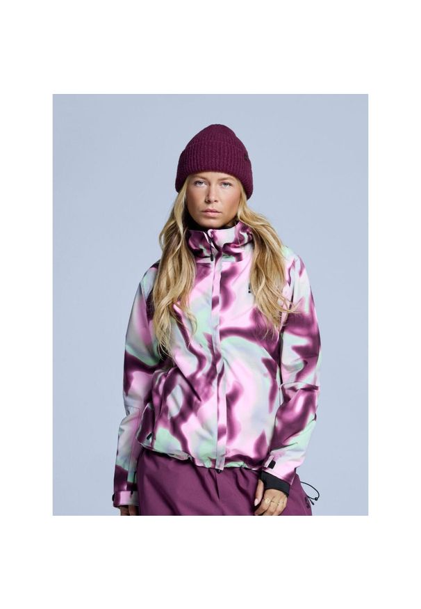 POEDERBAAS - Kurtka narciarska damska - Arty - Ocieplana 2L - Tie-dye różowym i wielokolorowy. Kolor: zielony. Materiał: materiał. Sezon: zima. Sport: narciarstwo