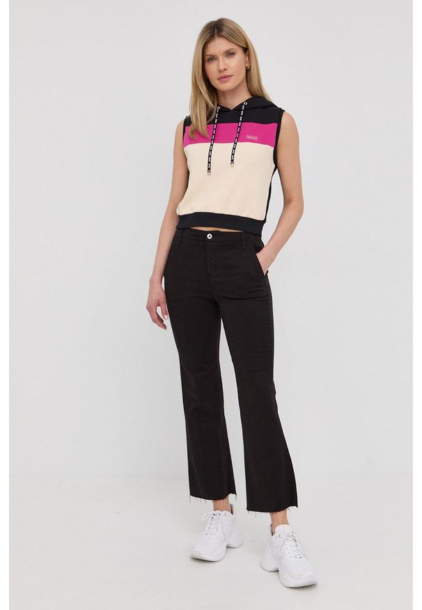 Liu Jo spodnie damskie kolor czarny proste medium waist. Okazja: na co dzień. Kolor: czarny. Styl: casual