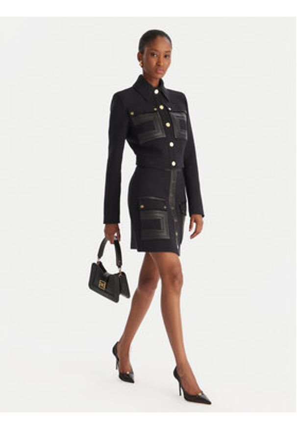 Elisabetta Franchi Marynarka GI-159-57E2-V750 Czarny Regular Fit. Kolor: czarny. Materiał: syntetyk